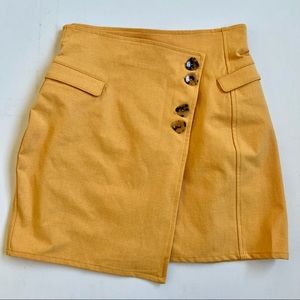 finders keepers Tia Asymmetrical Wrap Button Front Mini Skirt